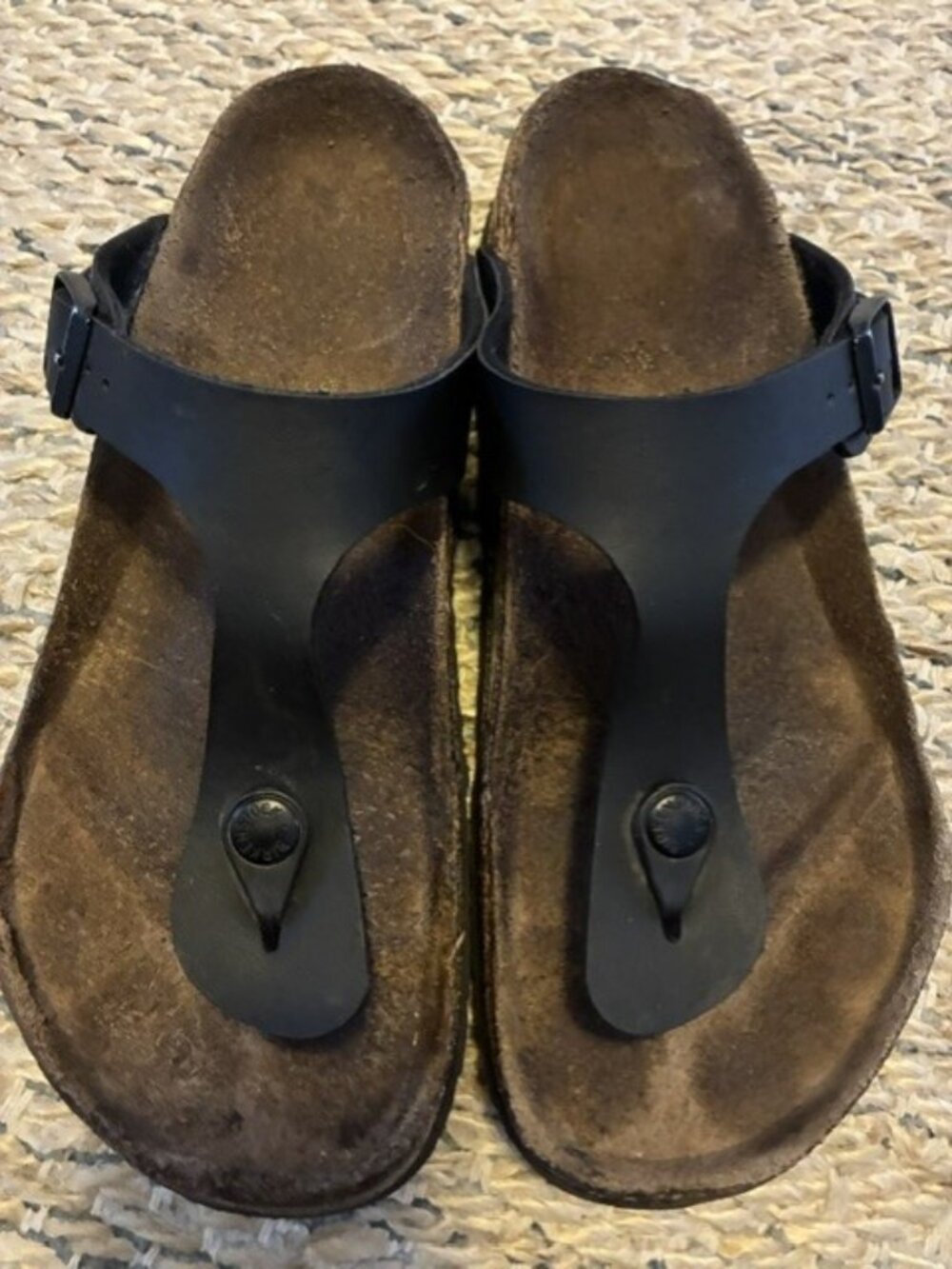 Birkenstock Gizeh Black Thong Comfort Birko-Flor Regular Size 38 US Size 7/7.5